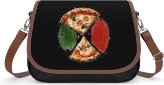 Generic Pizza with Italy Flag Fashion Womens Crossbody Bags Novelty Handbag Shoulder Bag Purse