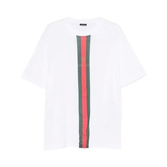 Gucci Tops, Heren, Wit, XL, Katoen, Katoenen Jersey T-shirt