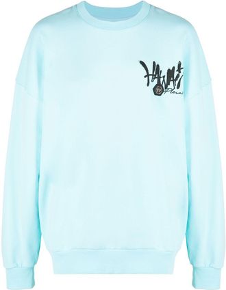 Philipp Plein Hawaii-print detail sweatshirt - men - Cotton - XXXL - Blue