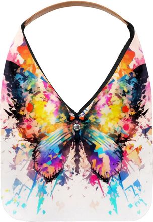 Generic Watercolor Splash Butterfly Painting Reusable Lightweight Grocery Bags - Foldable Into Compact Pouch, Washable & Sturdy, Multipurpose for Shopping and