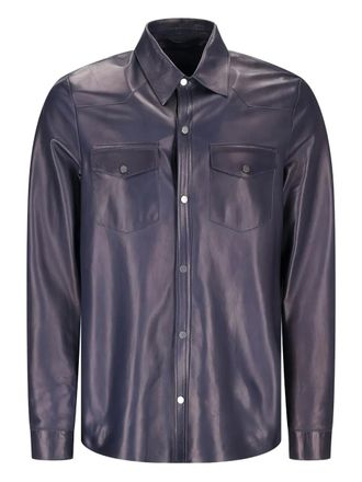 Salvatore Santoro leather flap-pocket shirt - men - Calf Leather - 46 - Blue