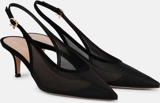 Gianvito Rossi Pumps slingback 55 in organza con pelle