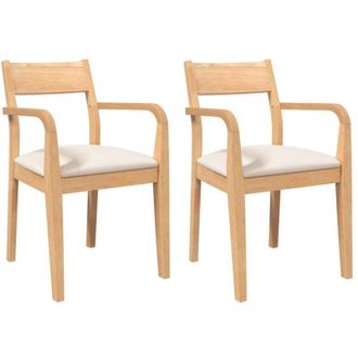 vidaXL Vidaxl - Sillas De Comedor Con Cojines 2uds Madera Maciza Natural Caucho