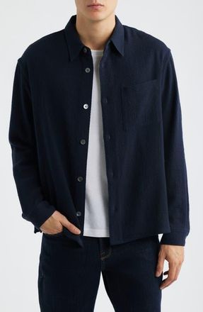 Frame Denim Open Weave Cotton Blend Button-Up Shirt in Dark Navy at Nordstrom, Size Xx-Large
