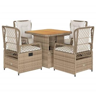 vidaXL Set Comedor De Jard&iacute;n 5 Pzas Con Cojines Rat&aacute;n Sint&eacute;tico Beige Vidaxl