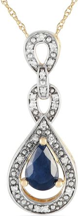 Luxury Bazaar Collana con pendente in oro giallo 14 carati con zaffiro e diamanti