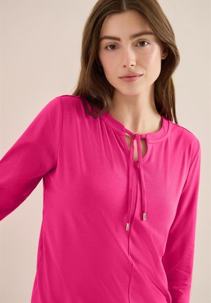 Cecil 3/4-Arm-Shirt CECIL, Damen, Gr. XXL (46), beetroot pink, Jersey, Obermaterial: 48% Baumwolle, 48% Modal, 4% Elasthan, unifarben, l&auml;ssig geschnitten h&uuml;