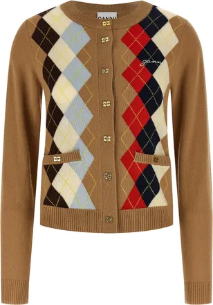 Ganni Beige Wool Womens Cardigan