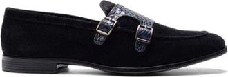 Carlos By Carlos Santana Virtuoso Double Monk Loafer in Navy Croco Print at Nordstrom, Size 10.5