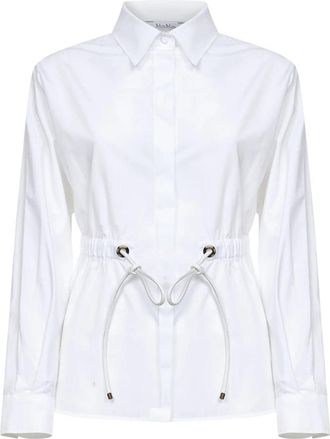 Max Mara Tazzina Drawstring Shirt - Dames - Overhemden - Wit - S - Katoen - Overhemden