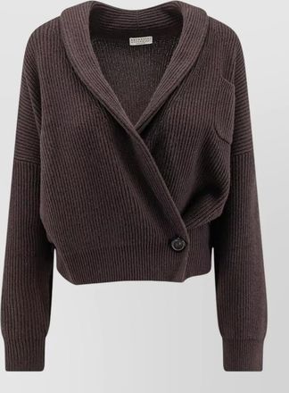 Brunello Cucinelli cashmere ribbed trim wrap cardigan