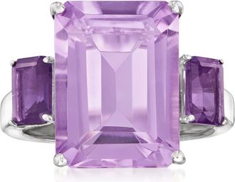 Ross-Simons Emerald-Cut Amethyst Ring in Sterling Silver