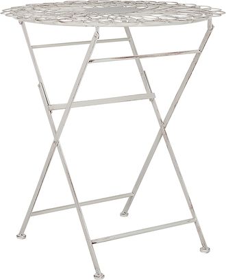 Beliani Mesa De Balc&oacute;n De Metal Blanco Crema 70 Cm Efecto Desgastado Retro Vintage Stiffe