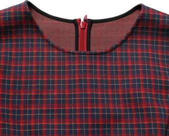 Dolce & Gabbana Womens Red Black Checkered Shortsleeve Sheath Dress And Cotton Polyester Elastane