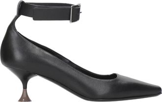 3Juin Zwarte Leren Hakken met Logogesp - Dames - Pumps - Zwart - 38 EU - Leer - Schoenen