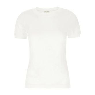 Saint Laurent Cassandre T-Shirt - Dames - Tops - Wit - Maat: XL Katoen