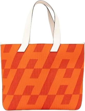 Herm&egrave;s Pre-owned Cabas H en Biais Tote Bag - Dames - Vintage Shopper - Oranje - ONE Size - Leer - Vintage
