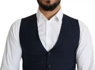 Dolce & Gabbana Single-Breasted Cotton Vest - Navy