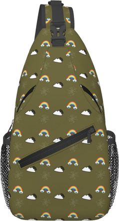 Generic Rainbow Smile Face Snowflakes Weather Forecast Sling Bag Trendy Crossbody Bag Anti Theft Backpack For Workout Cycling Runner