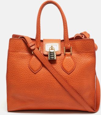 Roberto Cavalli Orange Leather Florence Tote