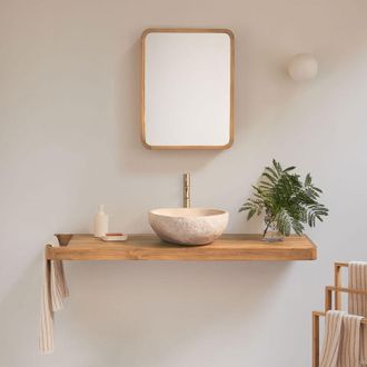 Sklum Conjunto De Mueble De Ba&ntilde;o 130x45 Cm Suspendido En Madera De Teca Neill Sklum