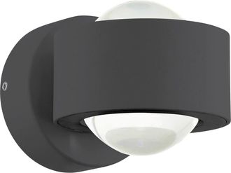 Loops Wall Light Colour Anthracite Shade Clear Plastic Bulb LED 2x2.5W Included