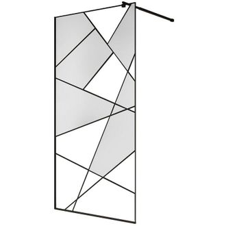 Vente-Unique Parete da doccia walk-in serigrafata 100 x 200 cm Nero opaco - TRISEO