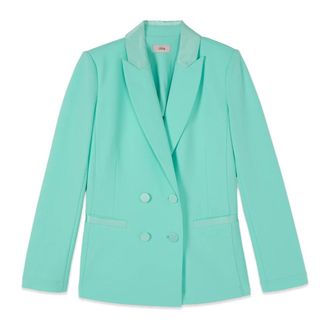 Oltre Dubbele rij knopen blazer met bedekte knopen - Dames - Blazers - Groen - M - Polyester - Jassen