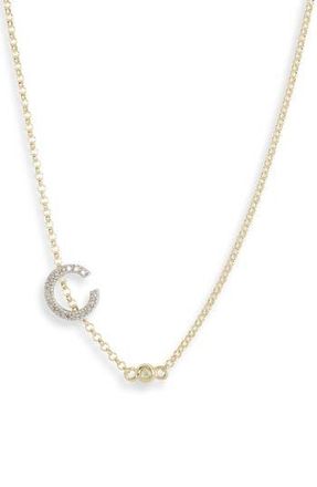 Meshmerise Bezel Diamond Initial Chain Necklace - 0.2ct. in Yellow-C at Nordstrom Rack