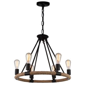 CWI Lighting Ganges 6 Light Up Chandelier With Black Finish