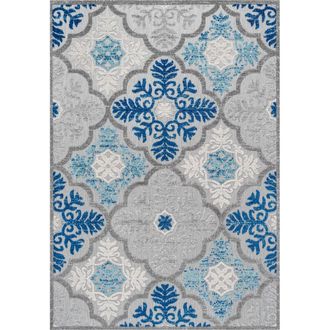 Jonathan Y Designs Cassis Ornate Ogee Trellis Indoor/Outdoor Area Rug in Light Gray/blue at Nordstrom, Size 3Ft 0In X 5Ft 0In