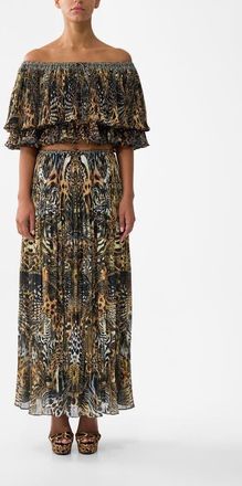 Camilla Pleated Midi Skirt in Feline Folklore at Nordstrom, Size X-Large Au
