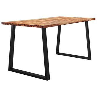 Berkfield Home Beautiful Dining Table with Live Edge 160x80x75 cm Solid Wood Acacia in Brown | Size: 160 x 80 x 75 cm