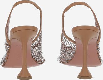 Amina Muaddi Womens Pumps Dolly Crystal Light Brown Suede