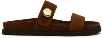 Tory Burch Romy Sport Slide - Dames - Sandalen - Bruin - 38 1/2 EU - Su&egrave;de - Schoenen