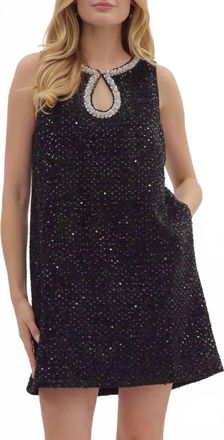 Entro Ritz Sequin Embellished Sleeveless Dress In Black