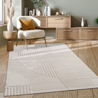 Paco Home Paco Home - Alfombra Salon De Habitacion Pelo Corto Nordica Dibujo Geometrico Boho Lisa 160x230 Cm, Crema 3