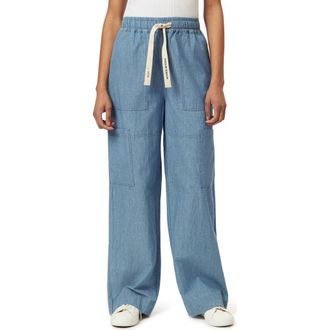 Scotch & Soda Noa Lightweight Chambray Straight Leg Pants in Blue Moon at Nordstrom, Size X-Large 30