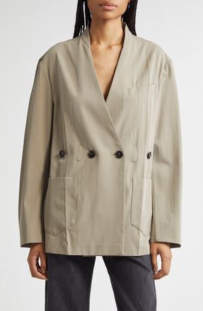 SETCHU Origami Belted Virgin Wool & Cotton Jacket in Beige at Nordstrom, Size 1