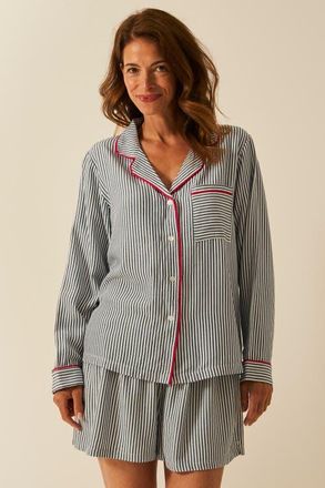 Stripe and Stare Ecovero Pyjama Top in Midnight Stripe at Nordstrom, Size X-Small Uk