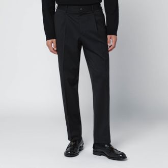 Santaniello Black wool blend trousers