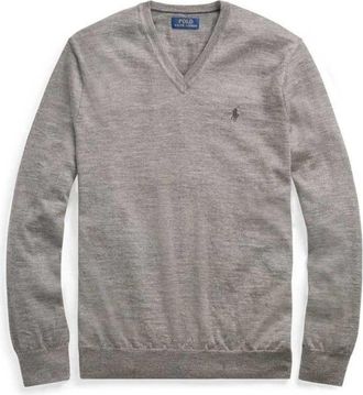 Polo Ralph Lauren Klassieke V-hals Polo Sweater - Heren - V-hals truien - Grijs - 2XL - Truien & Vesten