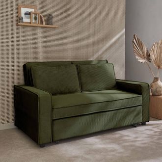 Sweeek 2-seater Corduroy Sofa Bed in Khaki