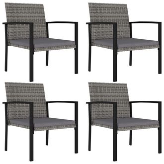 vidaXL Vidaxl - Sillas De Comedor De Jard&iacute;n 4 Unidades Rat&aacute;n Sint&eacute;tico Gris