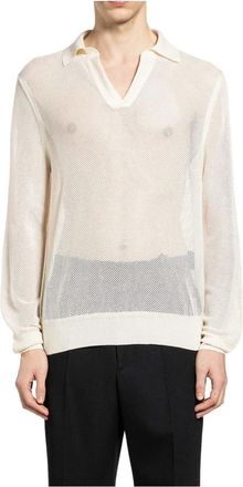 Tom Ford Silk Cotton Mesh Polo - Heren - Polos - Wit - M - Katoen - Tops