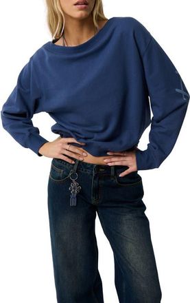 Rip Curl Archive Off the Shoulder Sweatshirt in Indigo at Nordstrom, Size Xx-Small