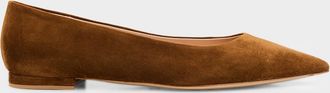 Gianvito Rossi Suede Pointed-Toe Ballerina Flats