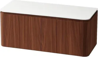 Royal Plaza Terra Badkamermeubelset - 140x46.2x46cm - solid surface topblad wit mat - 4 lades - kastanje (walnoot)