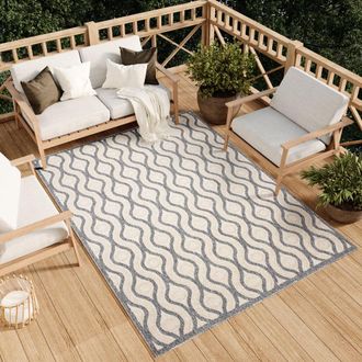 Tapiso Alfombra de exterior de polipropileno en gris y beige 80x150 cm