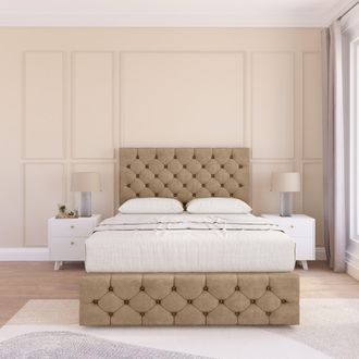 Sloomy Watson Naples Bed Set, No Drawers Mattress & 54 Headboard in Light Brown | Size: Small Single